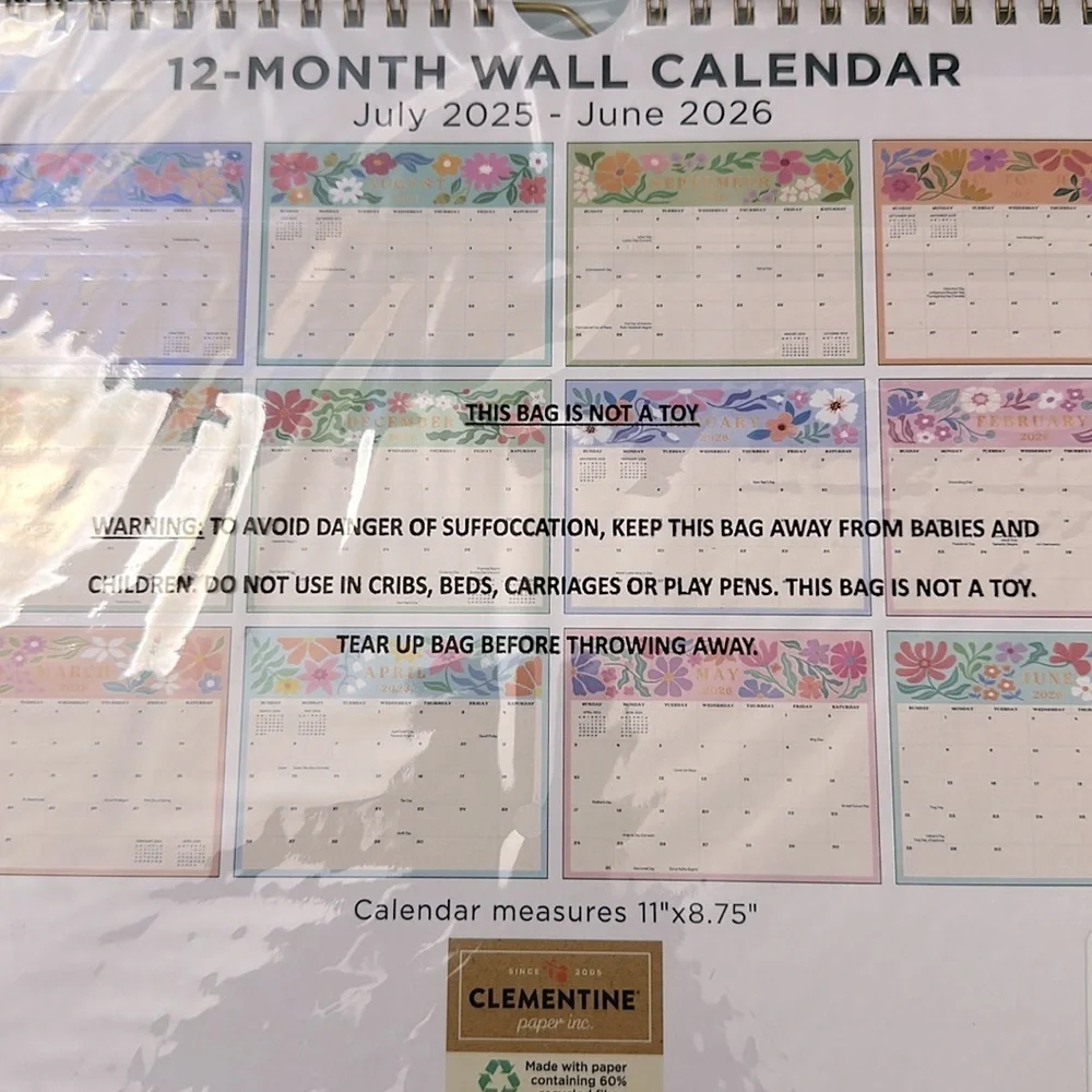 NWT Clementine 12-Month Wall Calendar